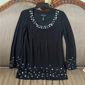 INC International Concepts Black Top with Silver Accents